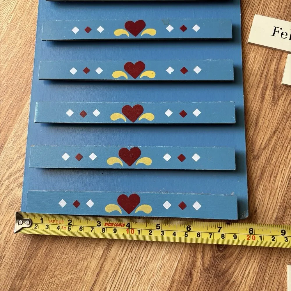 Vintage Wood Perpetual Calendar Blue Ribbon Goose Granny Cottagecore Holidays